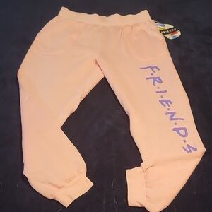 Womens Light Pink Joggers with Purple Logo
